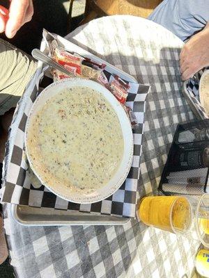 Epic huge and delicious bowl of clam chowder