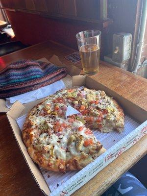 Sicilian, garlic, pizza and brew from next-door