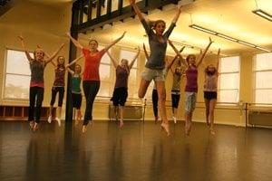 Students in The Malashock Dance School's Contemporary Technique & Choreography class