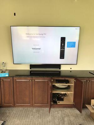 82" TV mounted w/ Sonos Playbar