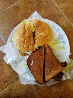 Cheeseburger and BLT Sandwich