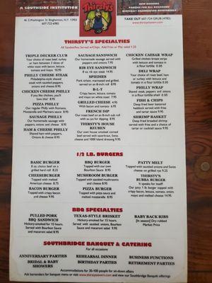 Thirsty menu 6/13/23