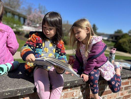 We take advantage of the outdoors for core curriculum classes as well.