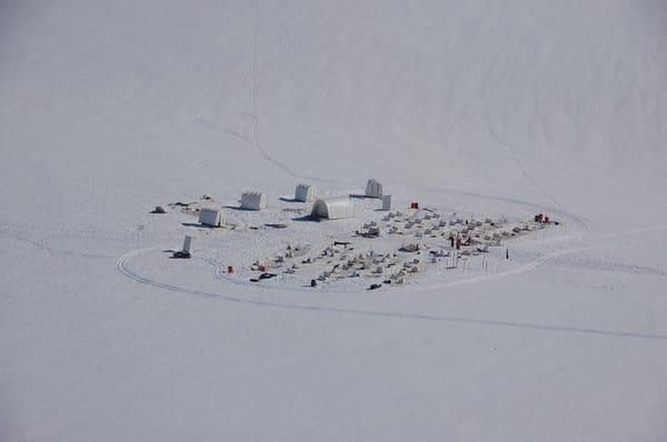 The camp seen from the helicopter