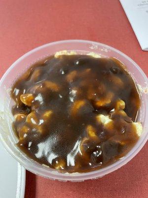 Macaroni salad and gravy