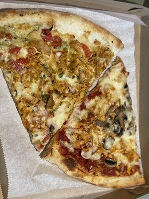 Chicken Cacciatore pizza and spicy chicken pizza