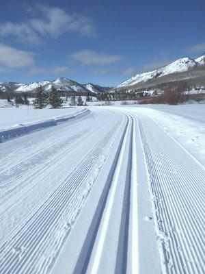 Groomed ski trails