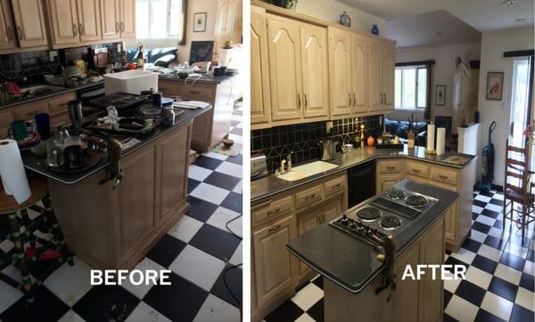 Before & after Kitchen/Hoarder