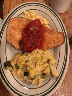 Cornmeal crusted eggplant with yummy sides