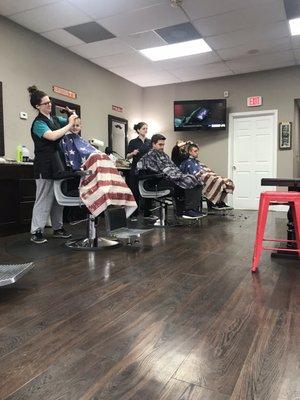 Myself and Kids getting a haircut