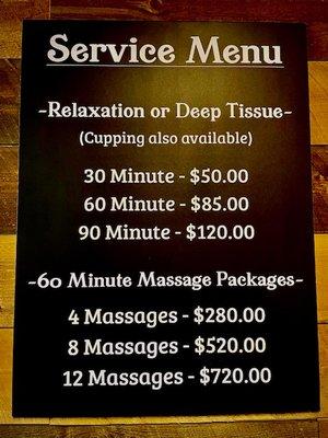 We offer full 60 and 90Min massages here. You get every minute you pay for!