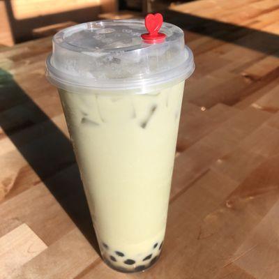 Matcha milk tea with boba