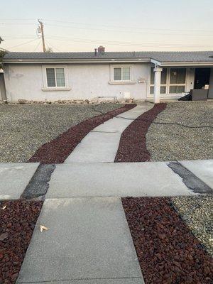 Parkway/walkway with red lava border