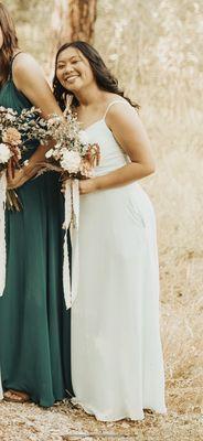 My bridesmaid dress was flowing all over the floor before Mahin came in! This dress had 4 layers to hem and Mahin handled it like a pro!