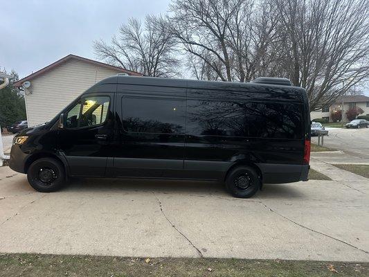 Side view of van.