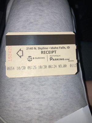 Parking receipt