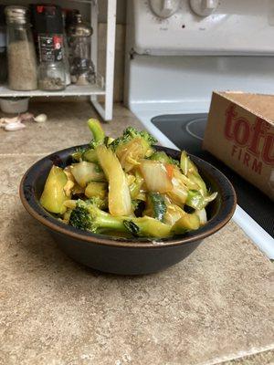 The abundance of vegetation in my Cashew chicken.