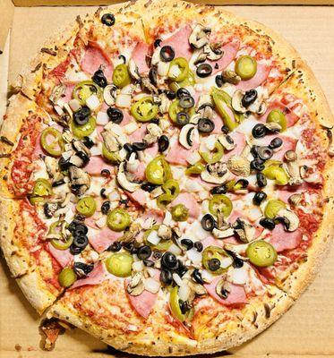 Build Your Own Large Pizza - Ham, black olives, jalapeños, mushrooms and onions