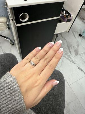 My French Tip with a pink bow