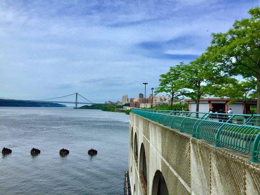 Nice day take a long walk at The Riverside Park at Upper West 145th Street Park, Hamilton Heights Manhattan.