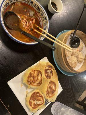 Tried the spicy beef soup, 6 Piece Soup Dumpling and crispy Beef Scallion Bao.