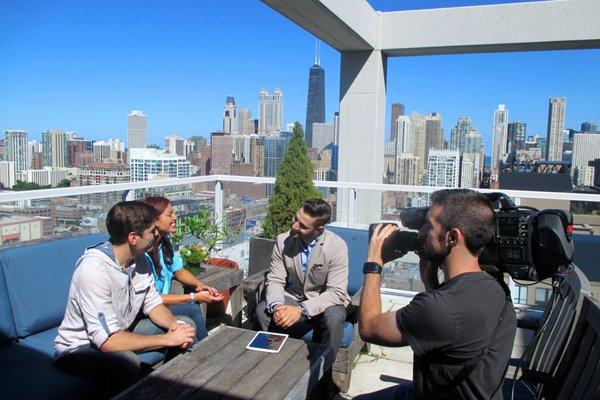 Shooting on location in Downtown Chicago.