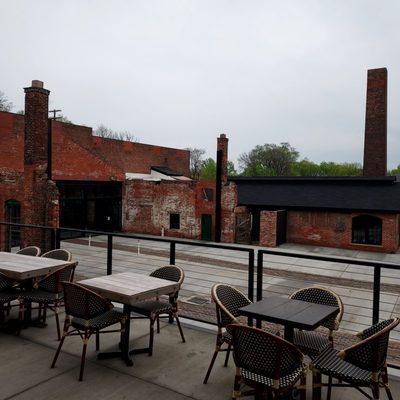 Patio overlooking what will be a new brewery pub.