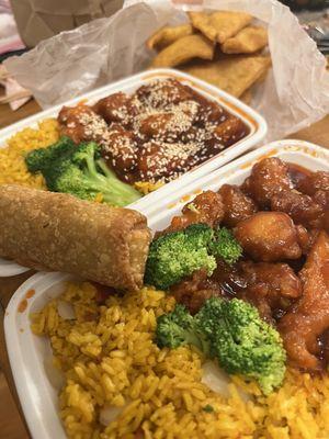 Sesame Chicken & General Tso's Chicken Combination Dinner with pork fried rice - very good!