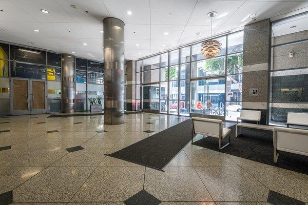 Lobby of 811 Wilshire Blvd, Los Angeles, CA 90017. Opened on July 1, 2017 in the Central Business District of Downtown LA.