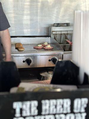 Burgers on the grill