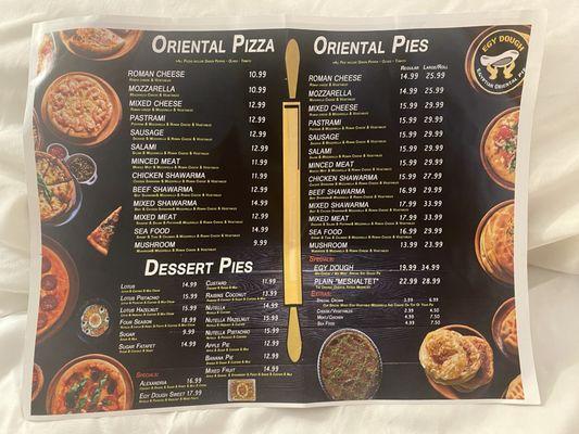 One side of the menu... Yummy stuff!