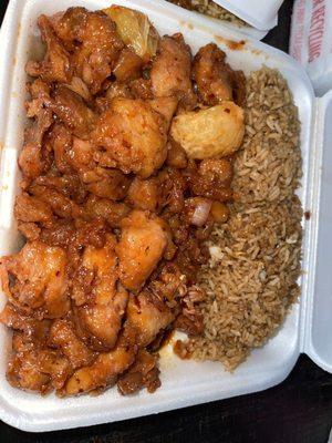 Orange chicken was huge and delicious!