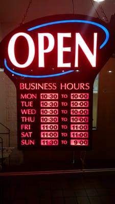 Business hours...