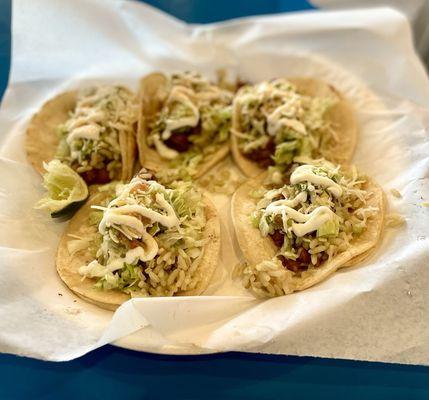 Taco Tuesday 5-taco deal...these were vegetarian versions and they were muy ricos.