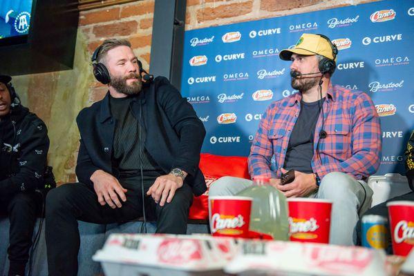 Corporate event photography for Barstool Sports: guest Julian Edelman and Big Cat