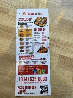 Taco Twist Menu