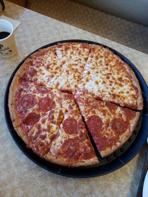 Large half cheese half pepperoni