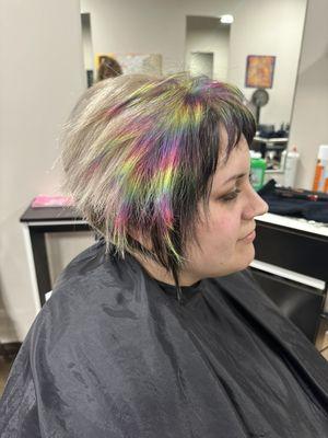 Rainbow fashion haircolor