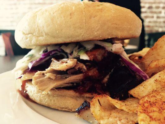 Pulled Pork lunch special with Cilantro Slaw on Kaiser roll