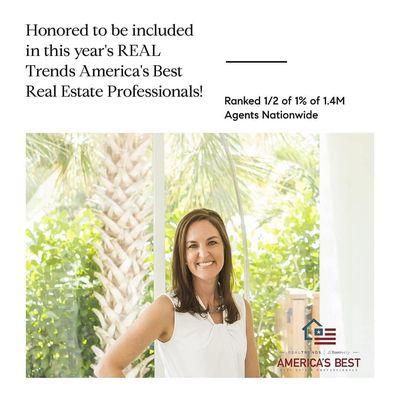 REAL Trends America's Best Real Estate Professionals - Top 1/2 of 1% for production of all US Realtors