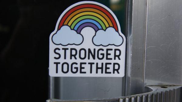 LGBT+ stronger together sticker