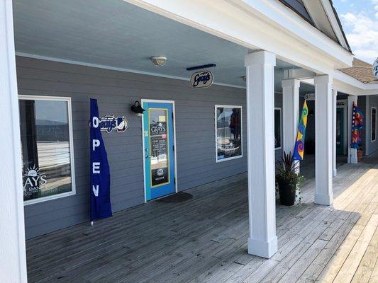 Soundside entrance to Gray's Waterfront Shops location in Duck, NC.