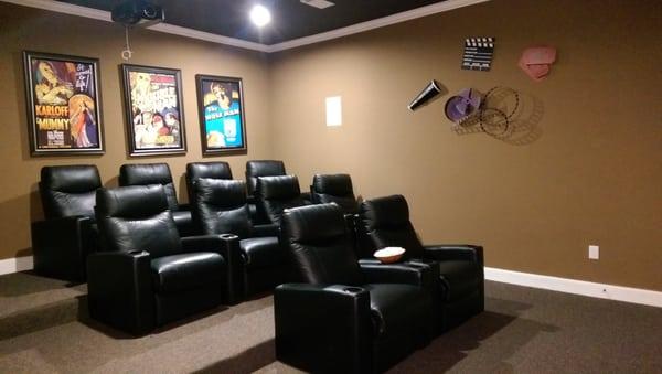 Enjoy popcorn and a movie in our theater room