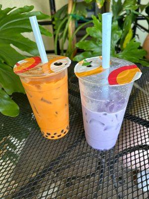 Chai Tea boba and Taro boba Tea