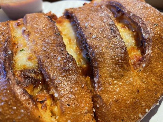 Spaghetti with meat sauce calzone yum!!!!