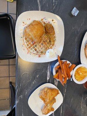 Birthday Cake Plain Waffle Sweet Potatoes Fries Leg and Thigh