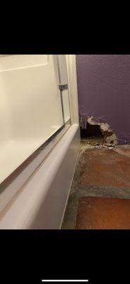 Hole in a customers wall