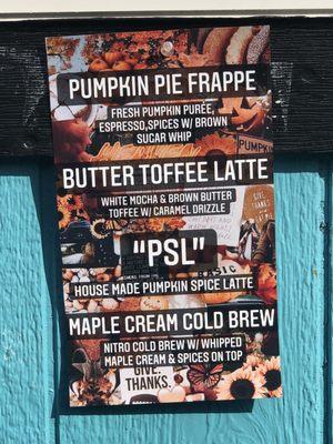 Fall drink menu