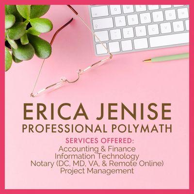 Erica Jenise- Pretty Pink Mobile Notary & Polymath