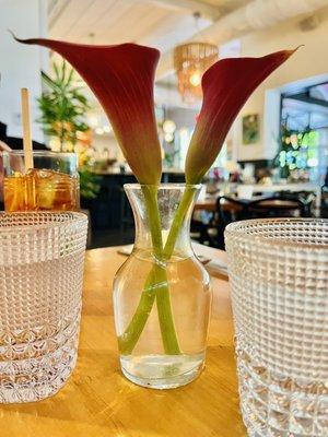 Fresh Calla Lily's  on table